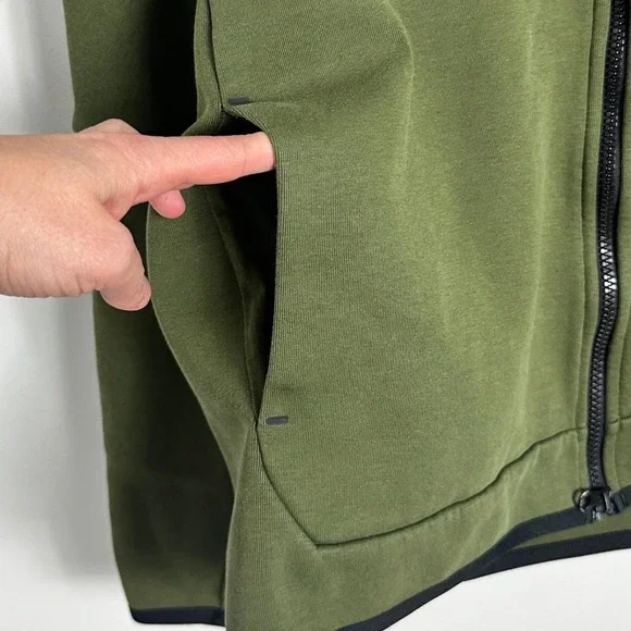 Nike Tech Fleece Windrunner Hoodie Jacket Olive Green Mens Large Full Zip Coat - Picture 5 of 16